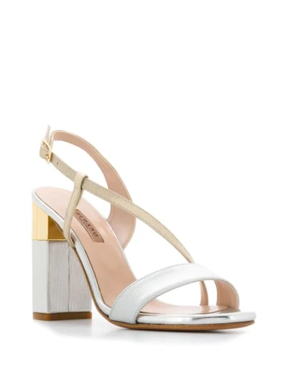 Shop Albano Ridged Strappy Sandals In Silver