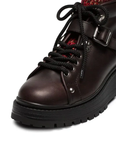 Shop Miu Miu 55 Sock Leather Combat Boots In Brown