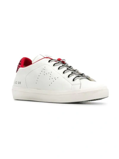 Shop Leather Crown Leopard Print Heel Sneakers In White
