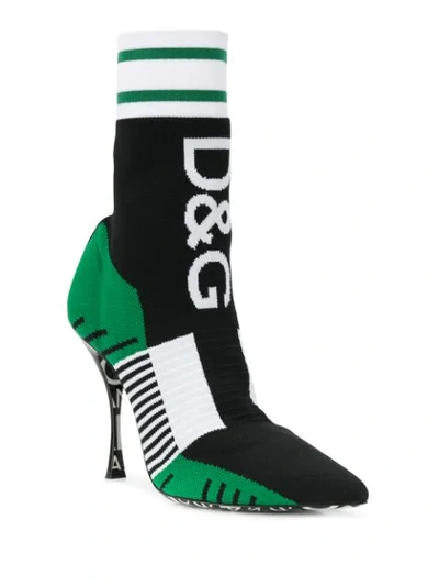 Shop Dolce & Gabbana Sock Booties In 8b438 Black/white/black