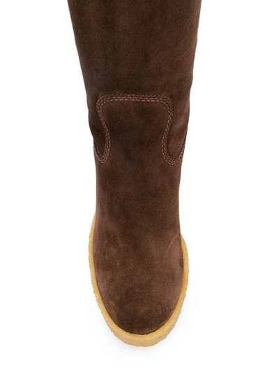 Shop Tod's Knee Length Wedge Boots In Brown