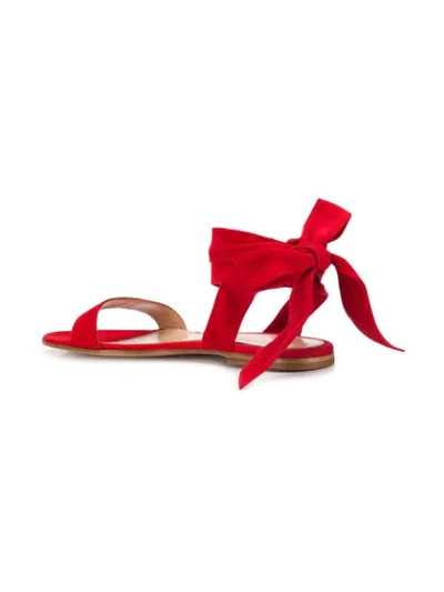 Shop Gianvito Rossi Ribbon Strap Sandals In Red