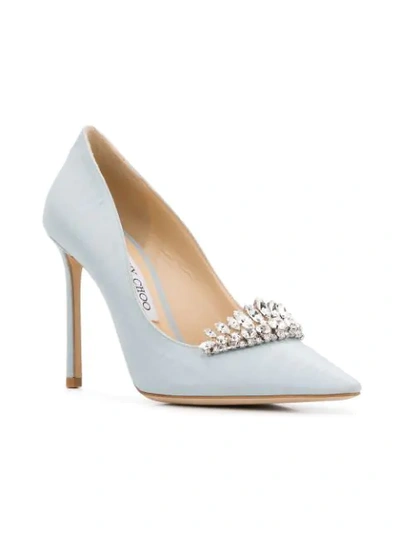 Shop Jimmy Choo Romy 100 Pumps In Something Blue/crystal