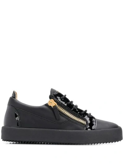 Shop Giuseppe Zanotti Zipped Sneakers In Black