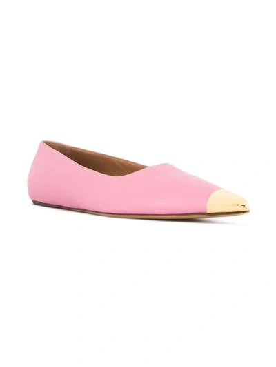 Shop Marni Metallic Pointy Ballerinas In Pink