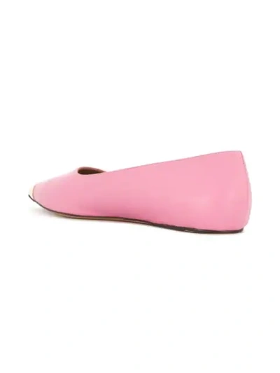 Shop Marni Metallic Pointy Ballerinas In Pink