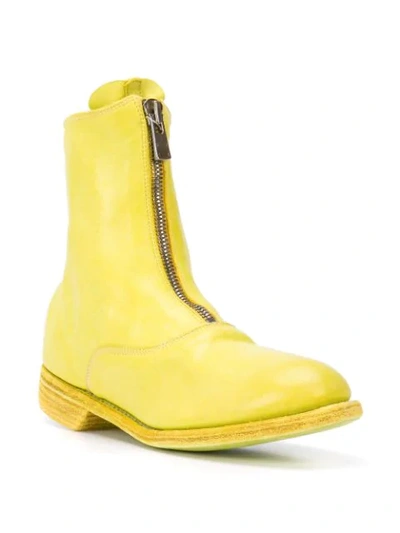 Shop Guidi Front Zip Boots In Yellow