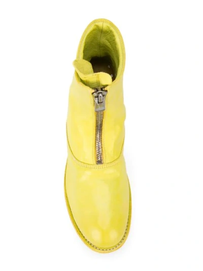Shop Guidi Front Zip Boots In Yellow