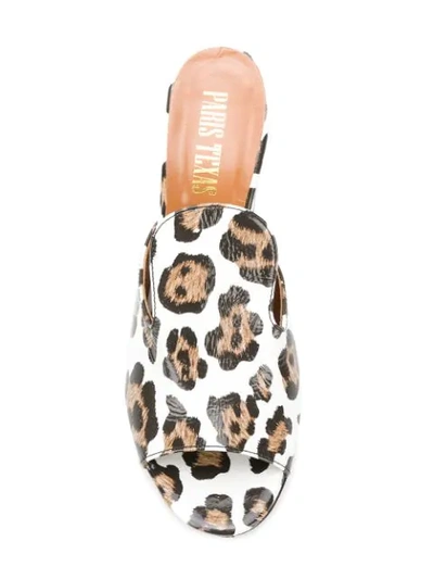 Shop Paris Texas Leopard Heel Mules In White