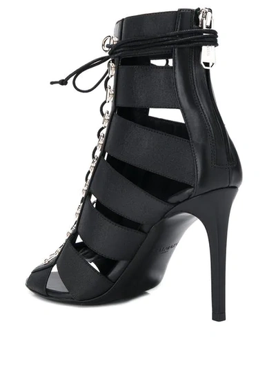 Shop Balmain Strappy Stiletto Sandals In Black