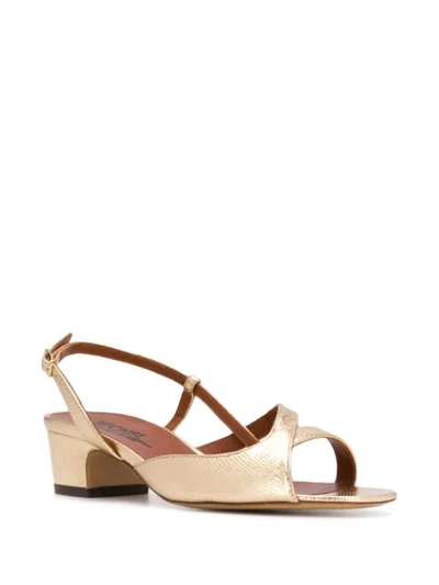 Shop Michel Vivien Asymmetric Strap Sandals In Gold