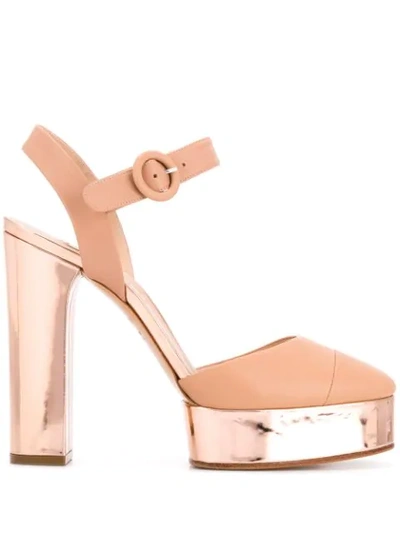 Shop Casadei Block Heel Platform Sandals In Pink
