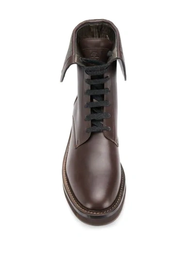 Shop Brunello Cucinelli Foldover Ankle Boots In Brown
