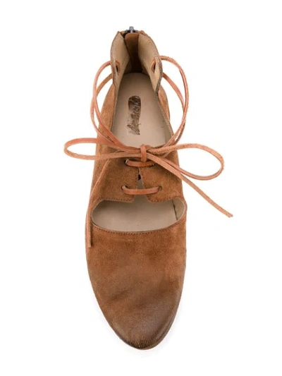Shop Marsèll Laced Cut-out Ballerina Shoes - Brown