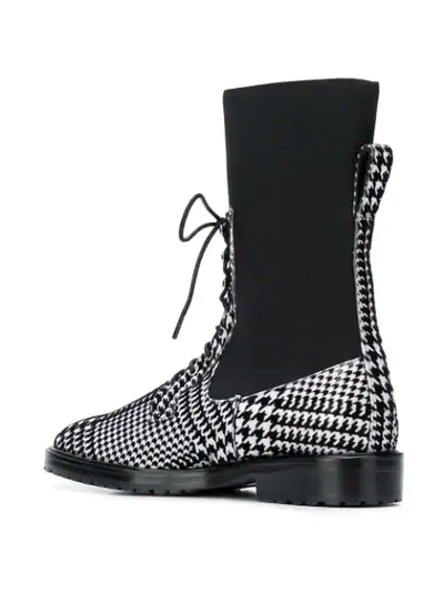 Shop Leandra Medine Houndstooth Lace-up Boots In Black