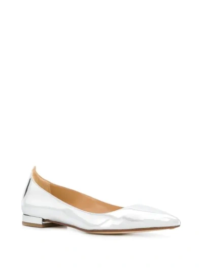 Shop Francesco Russo Metallic Ballerinas In Silver