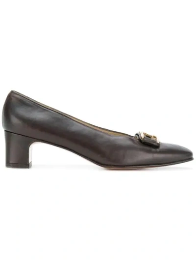 Pre-owned Ferragamo Front Buckle Pumps In Brown