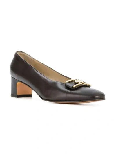 Pre-owned Ferragamo Front Buckle Pumps In Brown