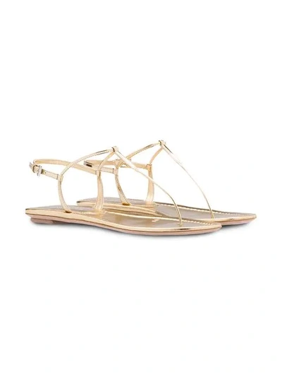 Shop Prada Thong Sandals In Metallic