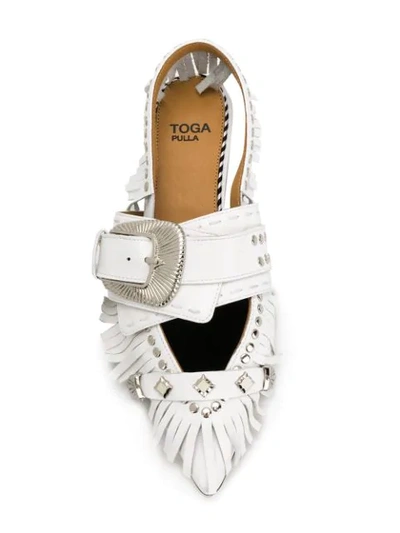 Shop Toga Fringe Pumps In White