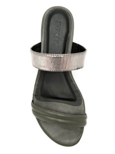 Shop Egrey Leather Flat Sandals In Green