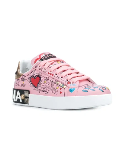 Shop Dolce & Gabbana Portofino Mural Print Sneakers In Pink