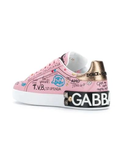 Shop Dolce & Gabbana Portofino Mural Print Sneakers In Pink