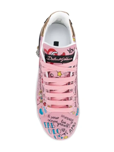 Shop Dolce & Gabbana Portofino Mural Print Sneakers In Pink