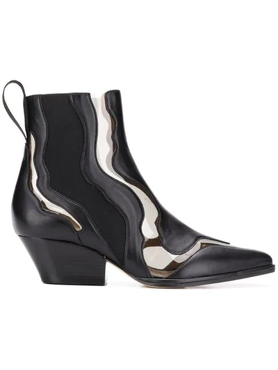 Shop Sergio Rossi Pvc Insert Ankle Boots In Black