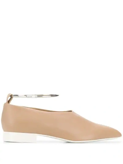 Shop Jil Sander Pointy Anklet Loafers In Neutrals