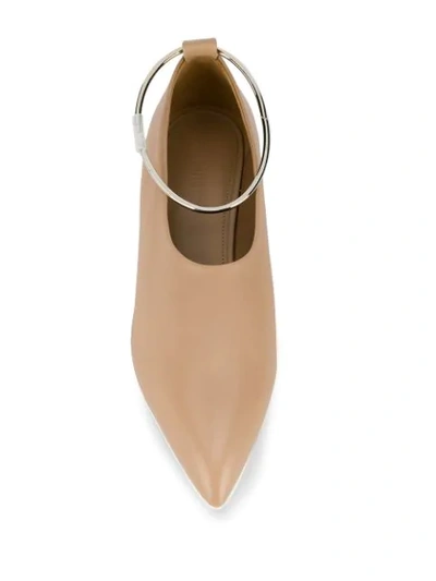 Shop Jil Sander Pointy Anklet Loafers In Neutrals