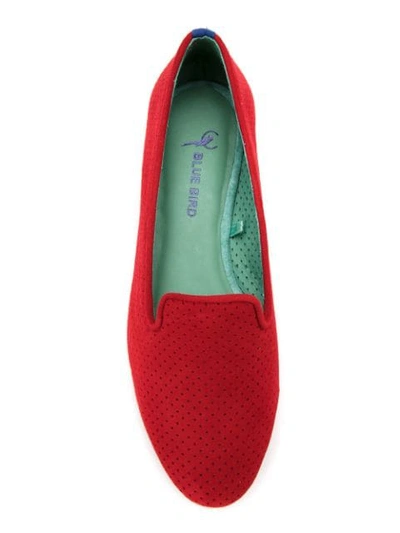 Shop Blue Bird Shoes Perforated Suede Loafers In Red