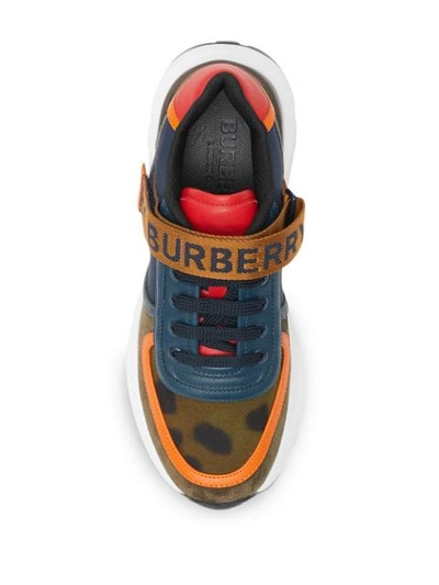Shop Burberry Colour Block Logo Sneakers In Black