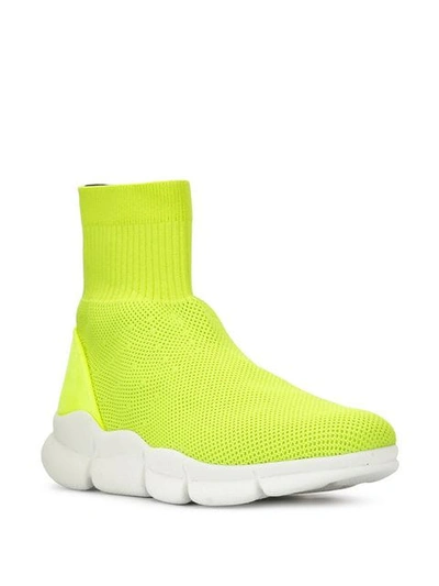 Shop Msgm Knitted Style Sneakers In Yellow