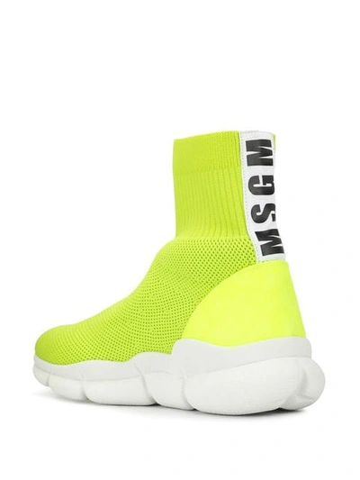 Shop Msgm Knitted Style Sneakers In Yellow