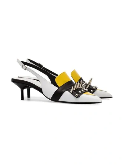 Shop Marques' Almeida Spiked Slingback Mules In White