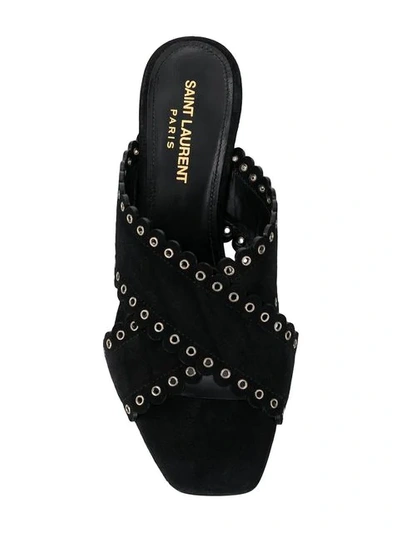 Shop Saint Laurent Scalloped Sandals In Black