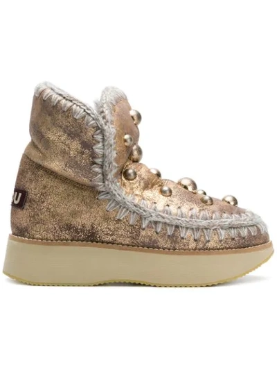 Shop Mou Sheepskin Snow Boots In Gold