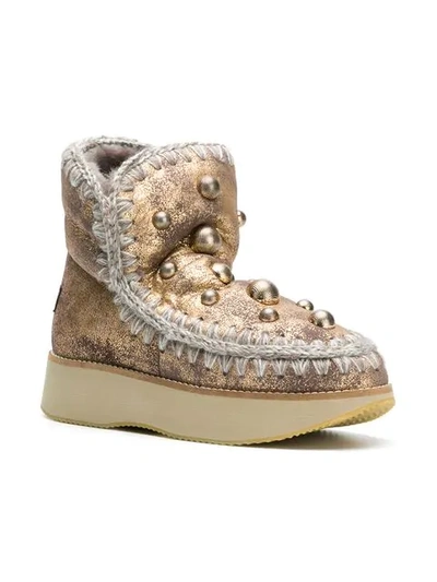 Shop Mou Sheepskin Snow Boots In Gold