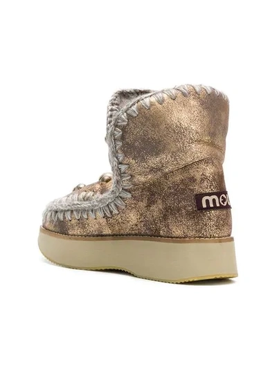 Shop Mou Sheepskin Snow Boots In Gold