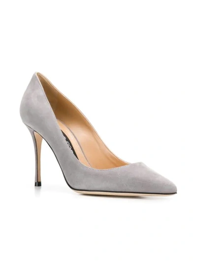 Shop Sergio Rossi Godiva Pointed Pumps In Grey