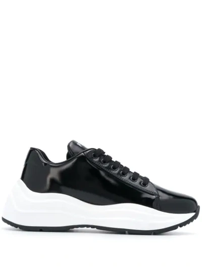 Shop Prada Two Tone Sneakers - Black