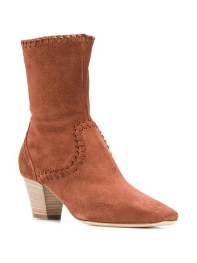 Shop Alberta Ferretti Stitching Detail Boots In Brown