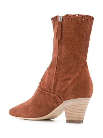 Shop Alberta Ferretti Stitching Detail Boots In Brown