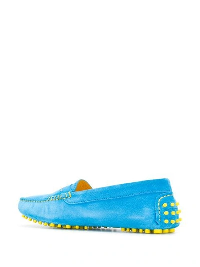 Shop Manolo Blahnik Contrast Slippers In Blue