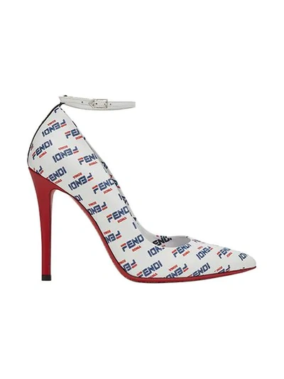 Shop Fendi Mania Pointed Pumps In White