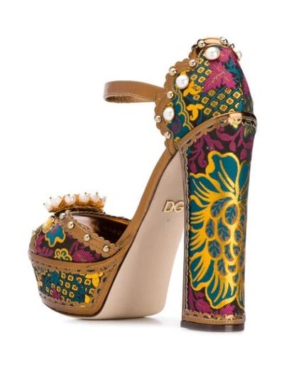 Shop Dolce & Gabbana Keira Platform Sandals In Gold
