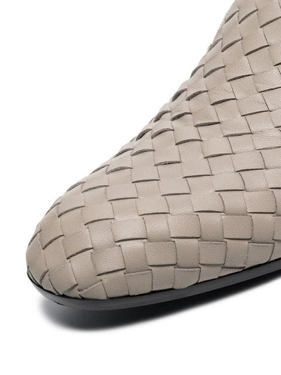 Shop Bottega Veneta Grey Fiandra Woven Leather Loafers