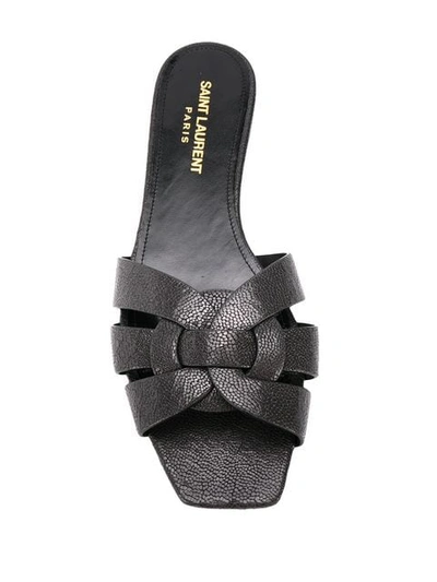 Shop Saint Laurent Tribute Flat Sandals In Black