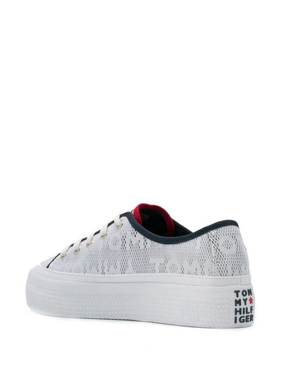 Tommy Hilfiger Jacquard Flatform Sneakers In White | ModeSens